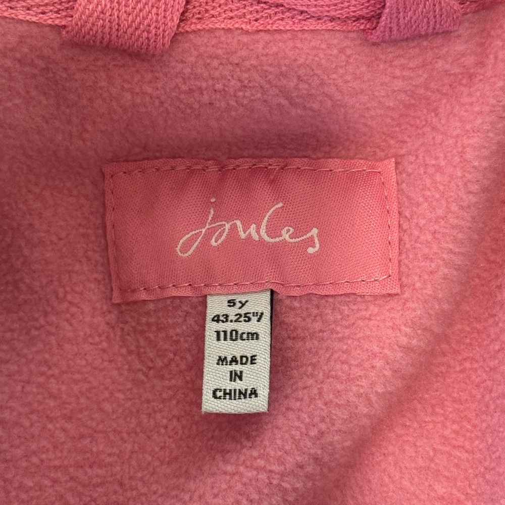 Joules Girl’s Waterproof Raincoat Jacket Navy Stripe with Pink Horses. Size 5y - Picture 3 of 7